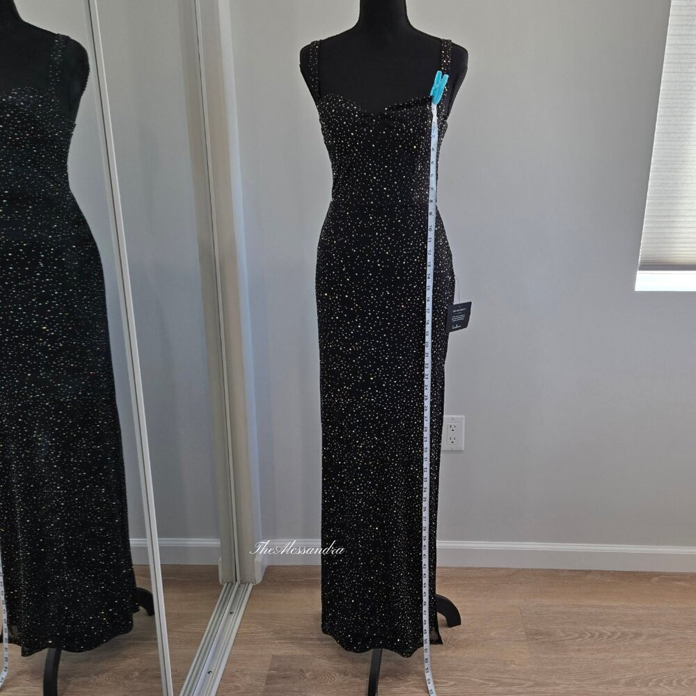 Lulus Black Rhinestone Maxi Dress Small New With Tags Missing Some Rhinestones - Picture 8 of 16